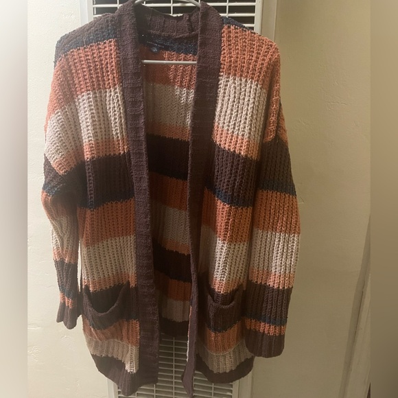 American Eagle Striped Brown and Pink Women's Sweater XS - Picture 2 of 6